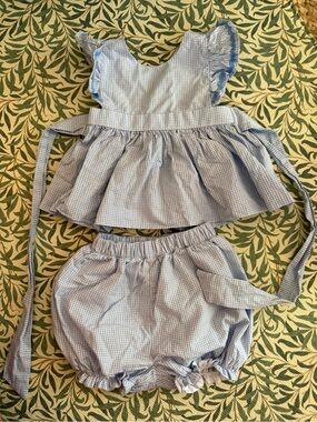 SMOCKINGBIRD Blue Gingham Ruffle Two-Piece Set